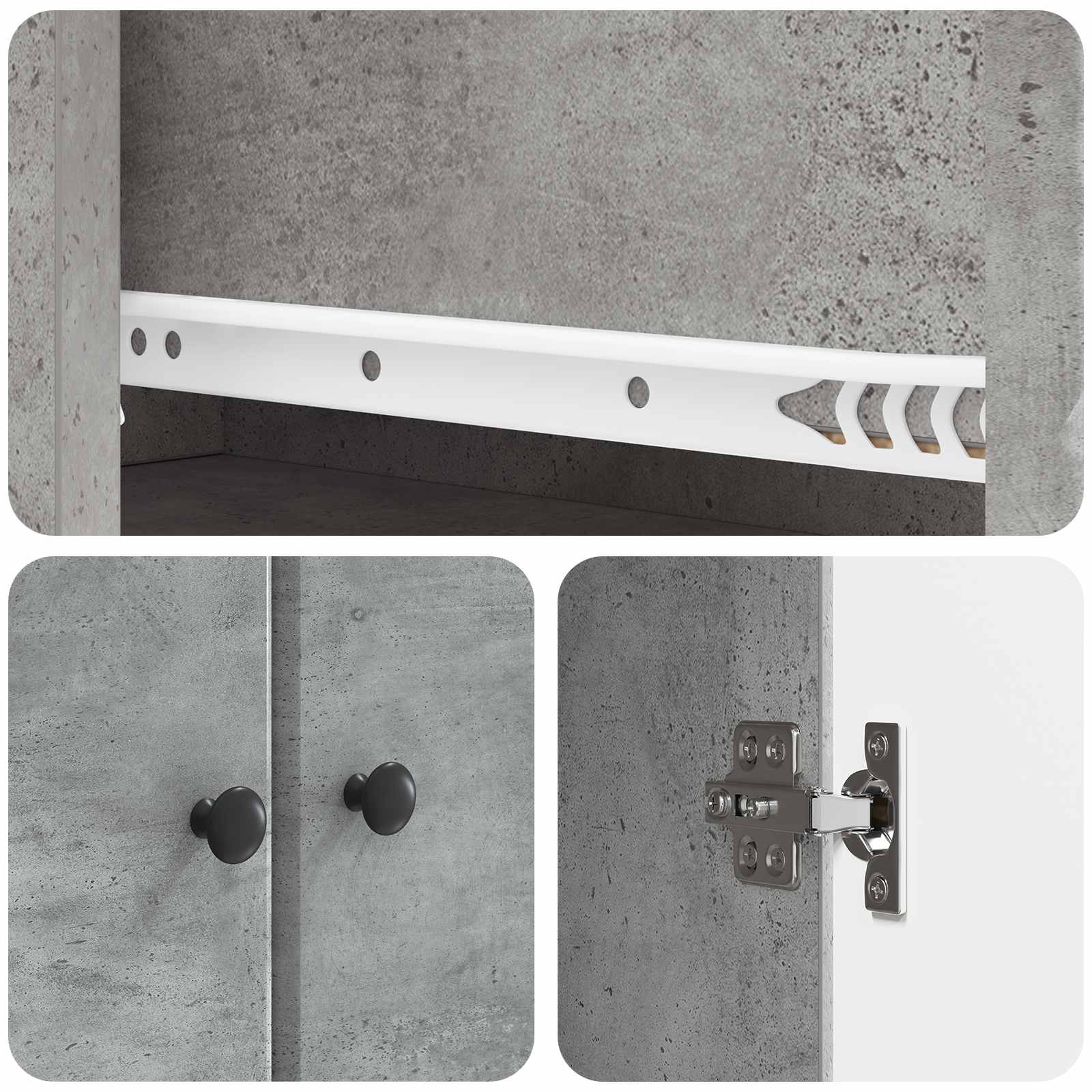 Σέτ Ντουλαπιών 2 pcs Γκρι Σκυροδέματος 34,5 x 34,5 x 90 εκ. - Pakobazaar