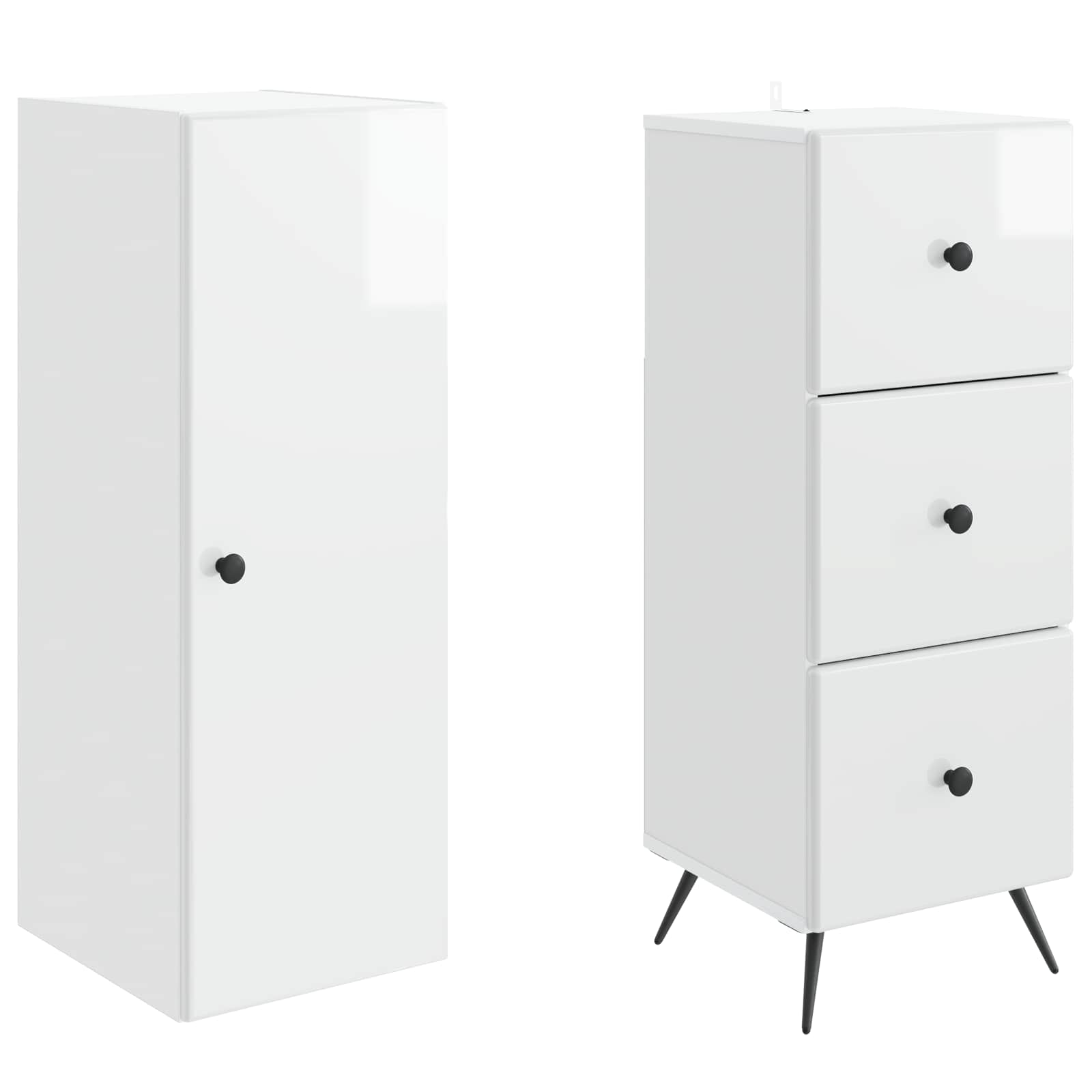 Σέτ Ντουλαπιών 2 pcs Γυαλιστερό Λευκό 34,5 x 34,5 x 90 εκ. - Pakobazaar