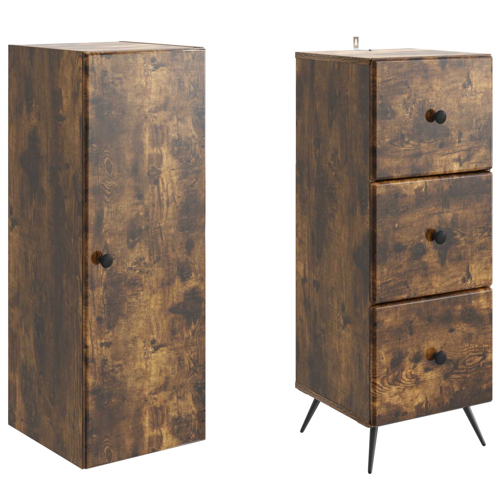 Σέτ Ντουλαπιών 2 pcs Καπνισμένο Ξύλο Δρυός 34,5 x 34,5 x 90 εκ. - Pakobazaar