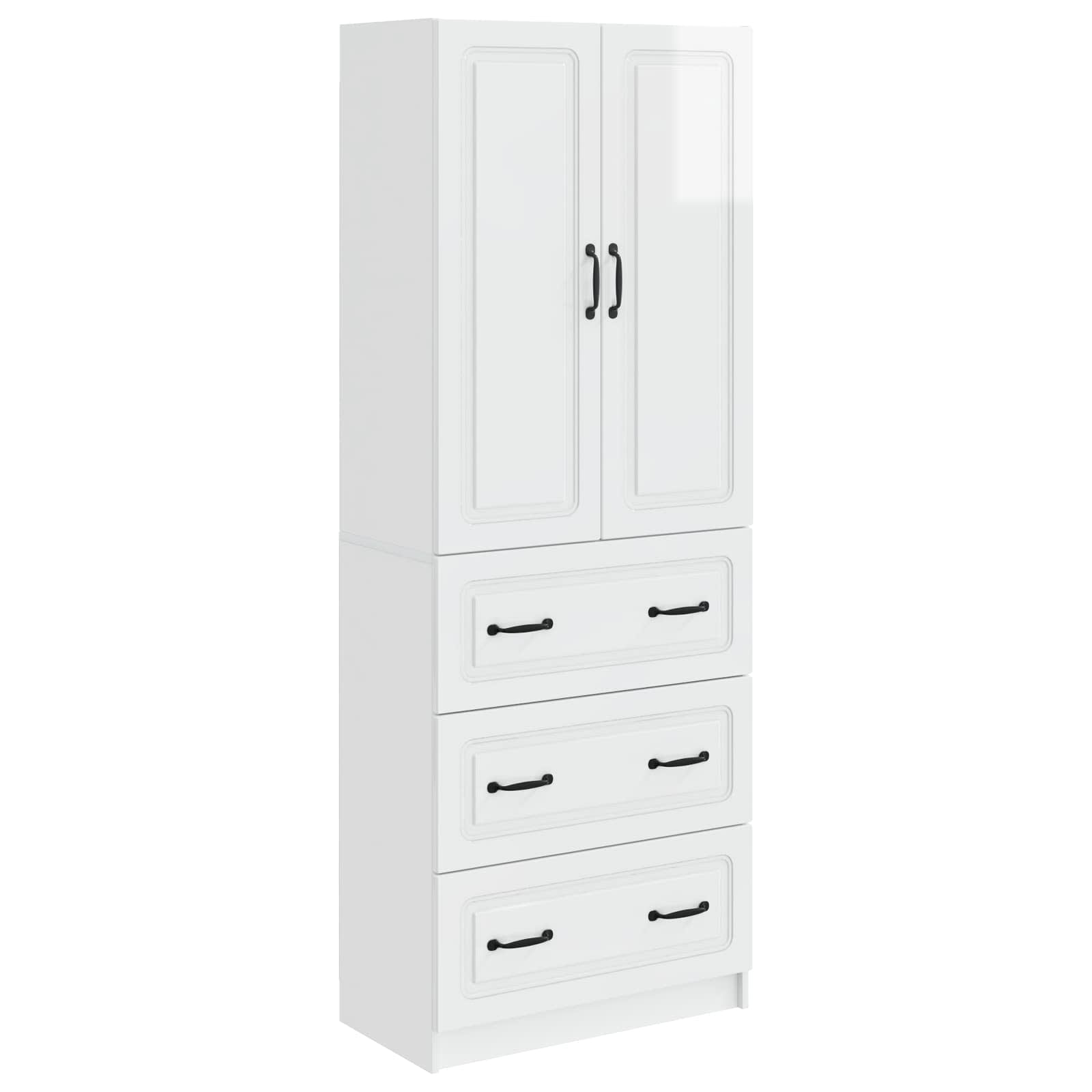 Σέτ Ντουλαπιών 2 pcs Γυαλιστερό Λευκό 66 x 34,5 x 87 εκ. - Pakobazaar