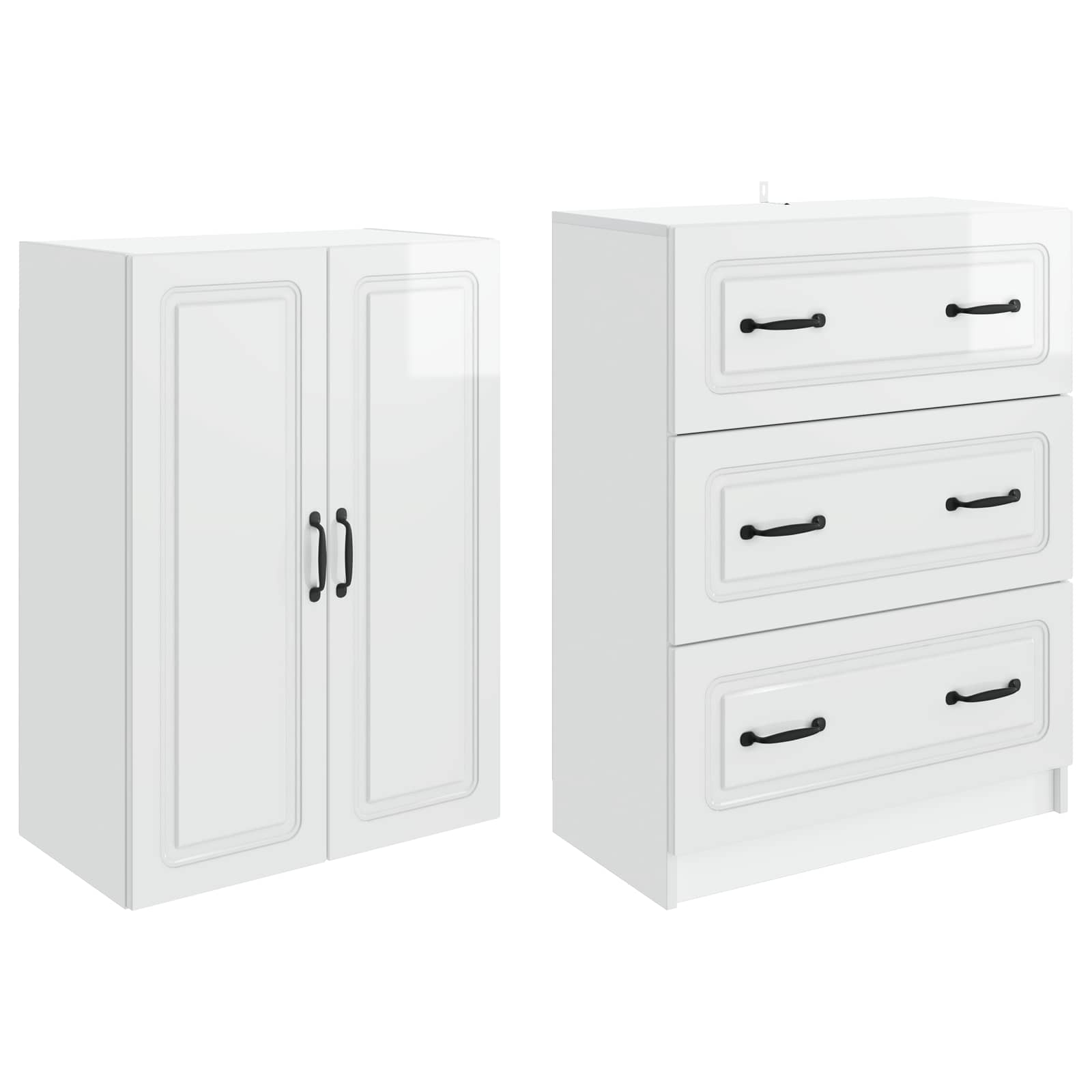 Σέτ Ντουλαπιών 2 pcs Γυαλιστερό Λευκό 66 x 34,5 x 87 εκ. - Pakobazaar