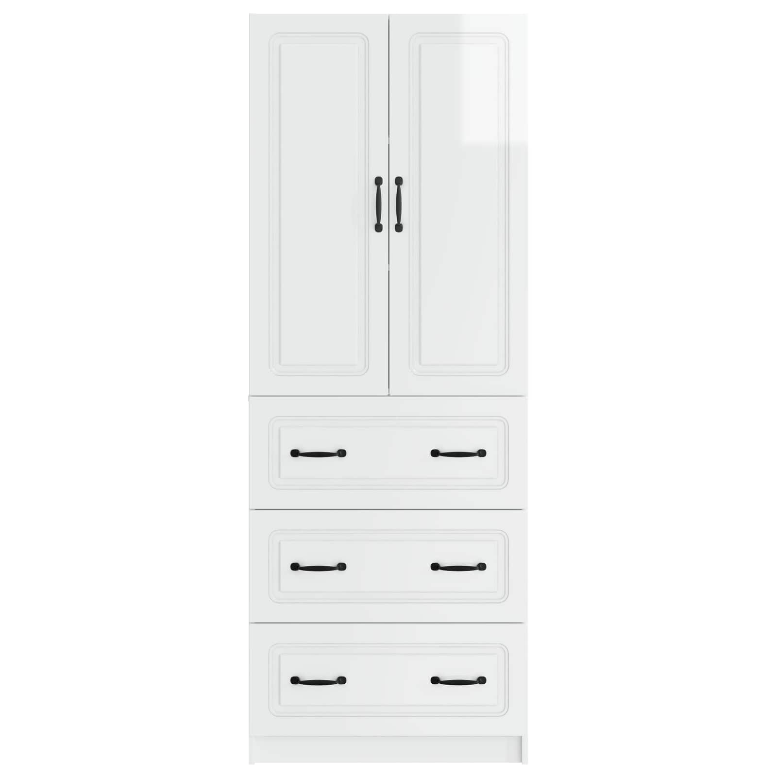 Σέτ Ντουλαπιών 2 pcs Γυαλιστερό Λευκό 66 x 34,5 x 87 εκ. - Pakobazaar