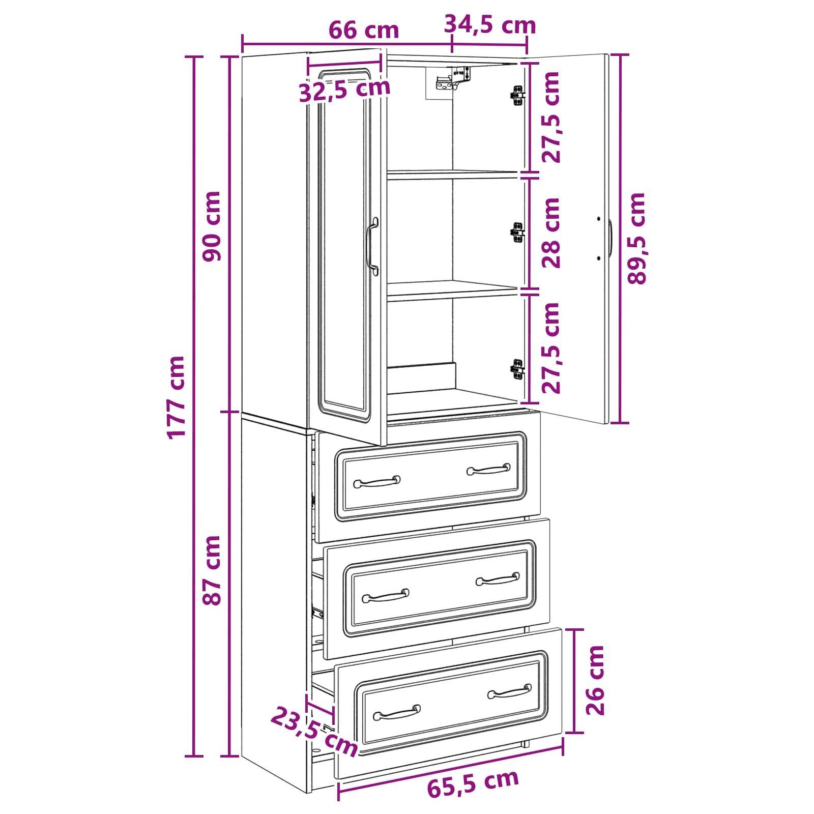 Σέτ Ντουλαπιών 2 pcs Παλαιωμένο ξύλο 66 x 34,5 x 87 εκ. - Pakobazaar