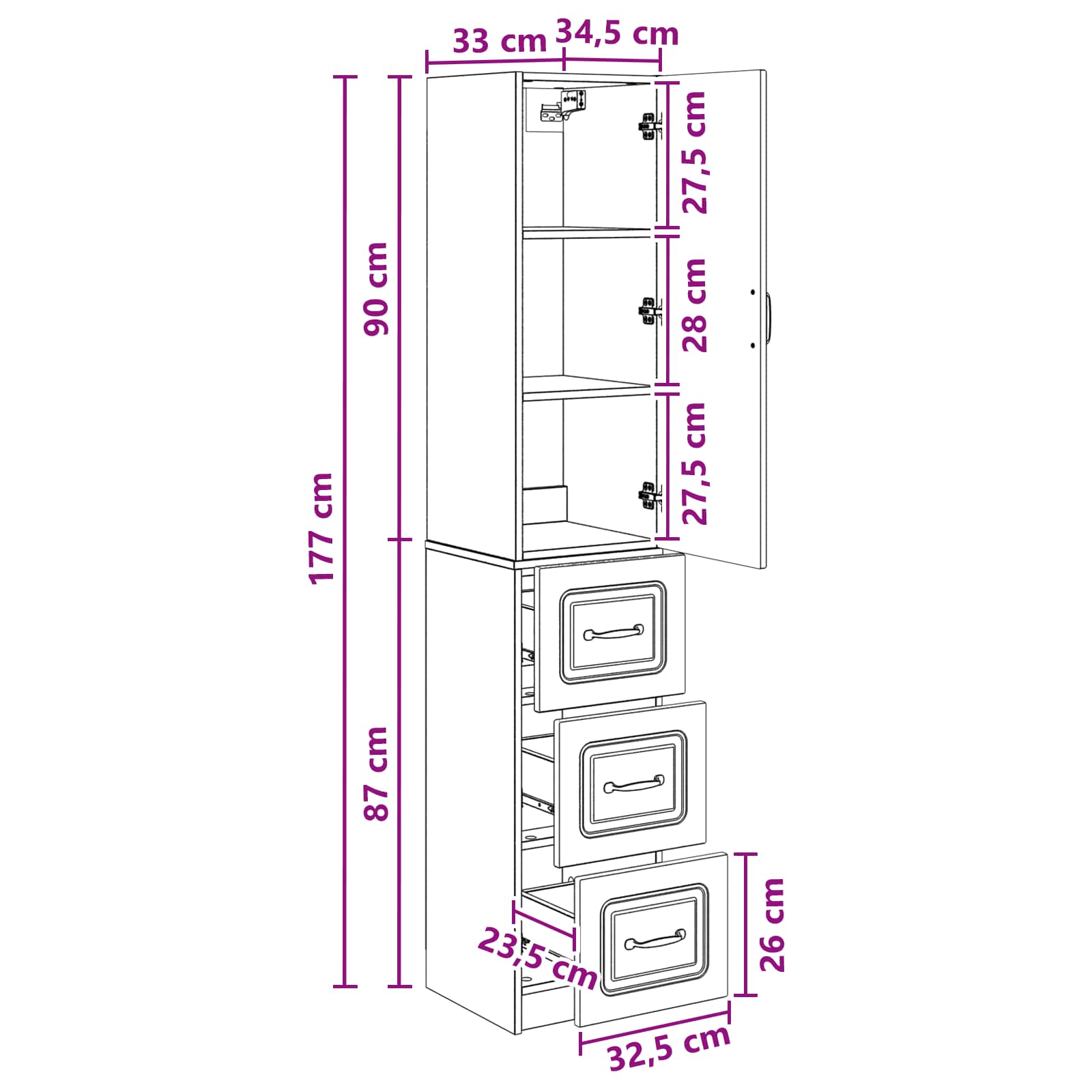Σέτ Ντουλαπιών 2 pcs Γκρι Σκυροδέματος 33 x 34,5 x 87 εκ. - Pakobazaar