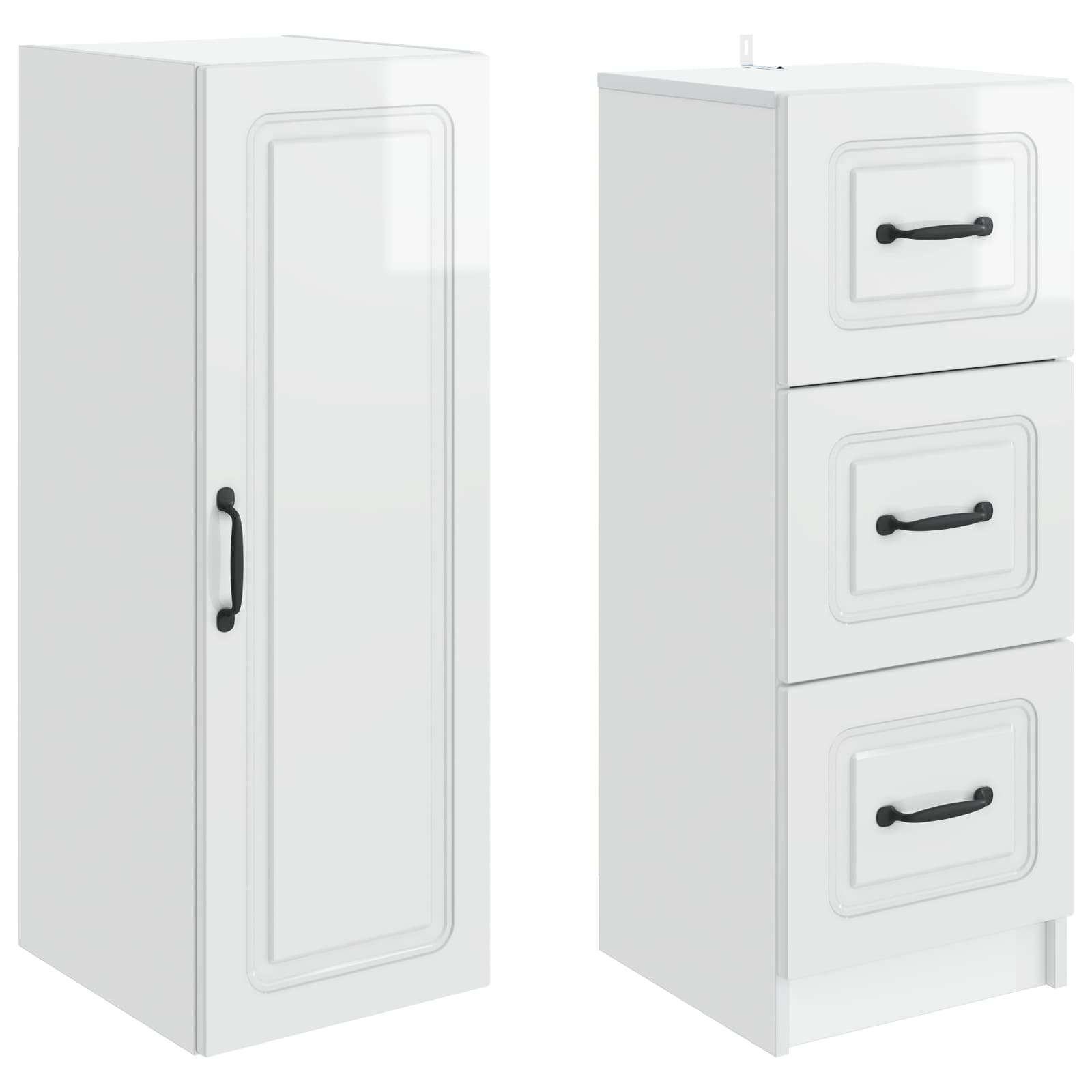 Σέτ Ντουλαπιών 2 pcs Γυαλιστερό Λευκό 33 x 34,5 x 87 εκ. - Pakobazaar