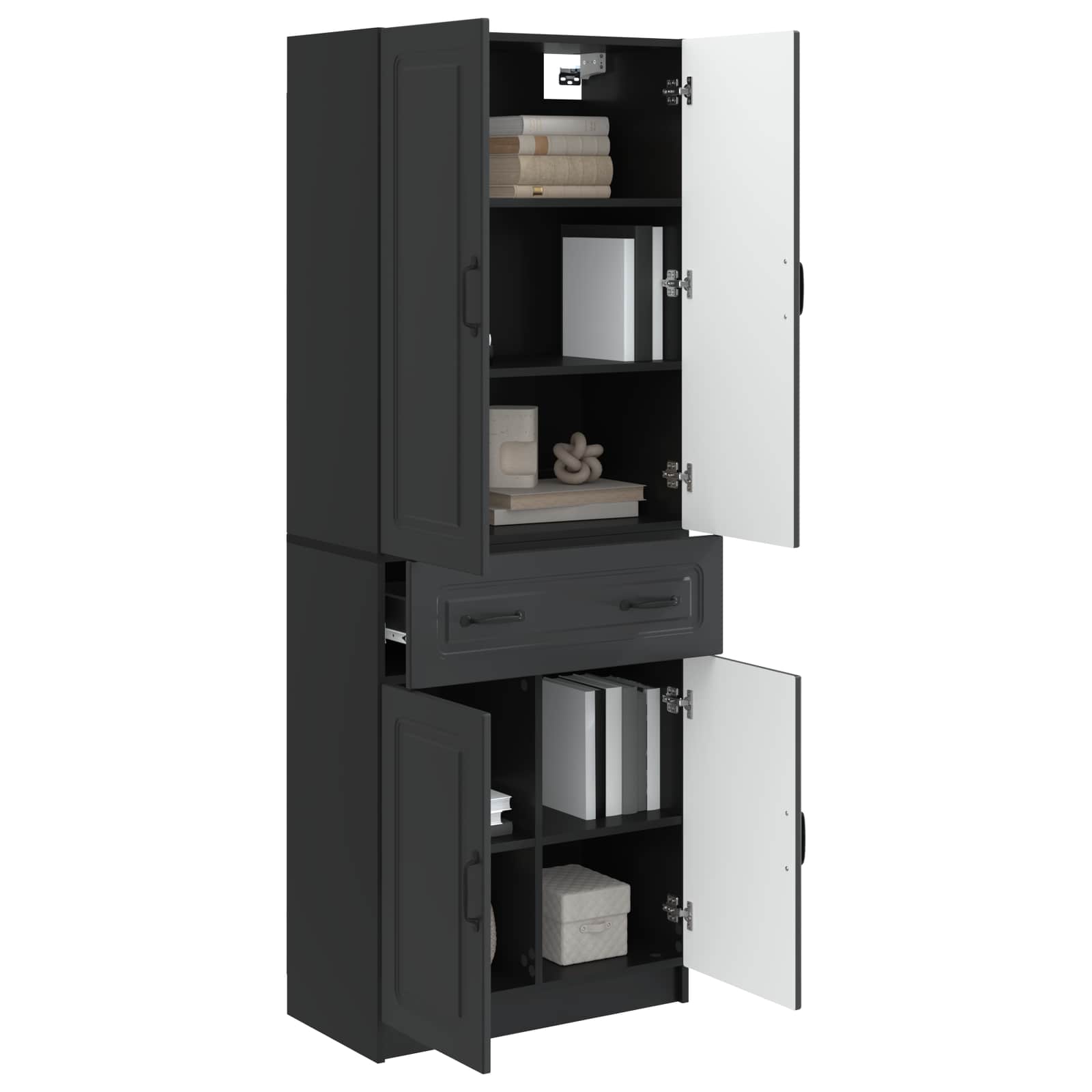 Σέτ Ντουλαπιών 2 pcs Μαύρο Επεξεργασμένο Ξύλο - Pakobazaar