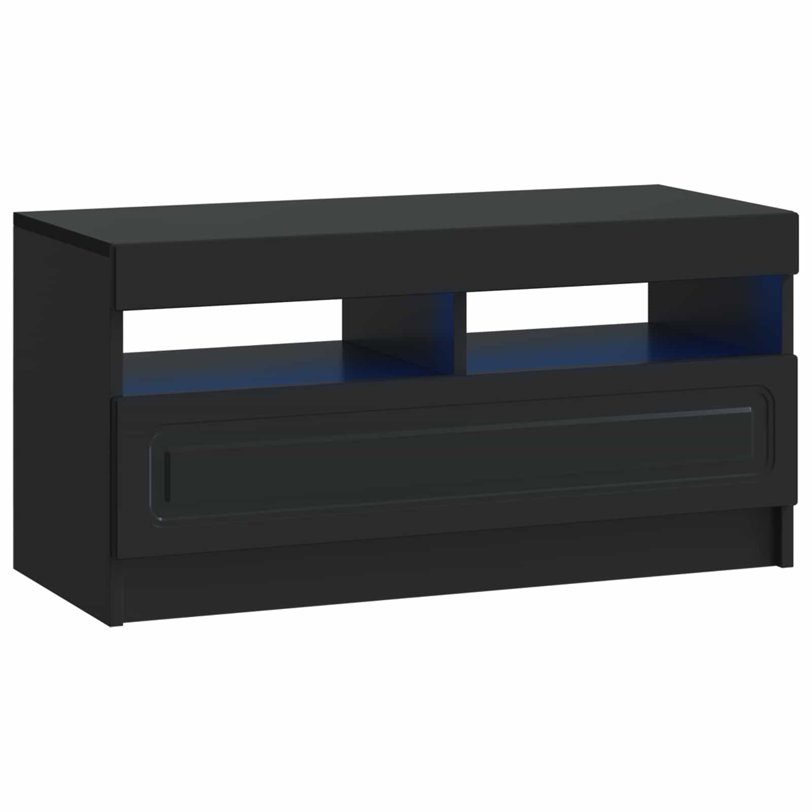 5 Τεμάχια LED Τηλεοπτικού Ντουλαπιού Μαύρο Επεξεργασμένο Ξύλο - Pakobazaar
