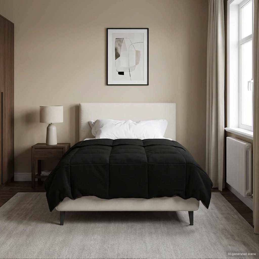 Κουβέρτα ολόκληρου του χρόνου Μαύρο 140 x 200 cm Μικροΐνες - Pakobazaar