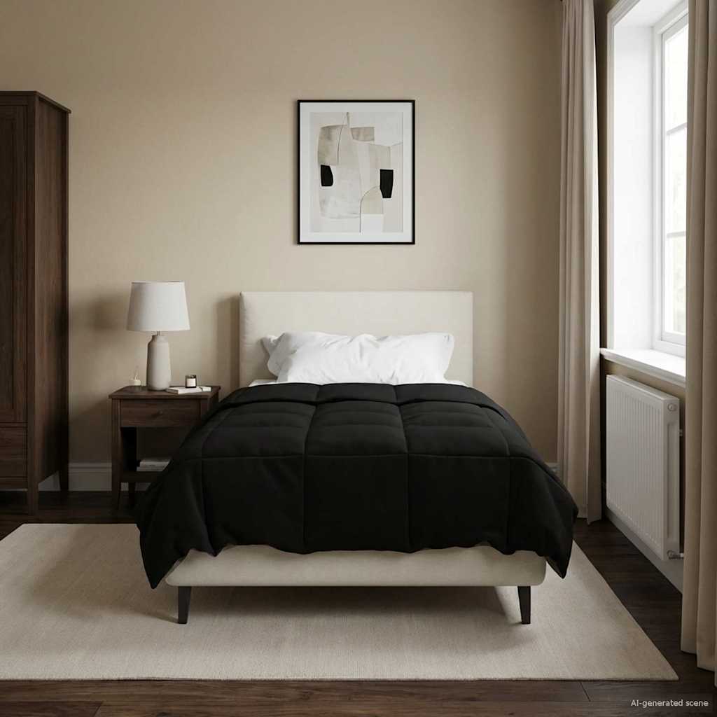 Κουβέρτα ολόκληρου του χρόνου Μαύρο 155 x 200 εκ. Μικροΐνες - Pakobazaar