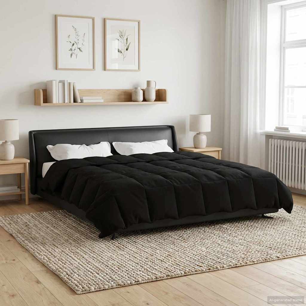 Κουβέρτα ολόκληρου του χρόνου Μαύρο 200 x 240 cm Μικροΐνες - Pakobazaar