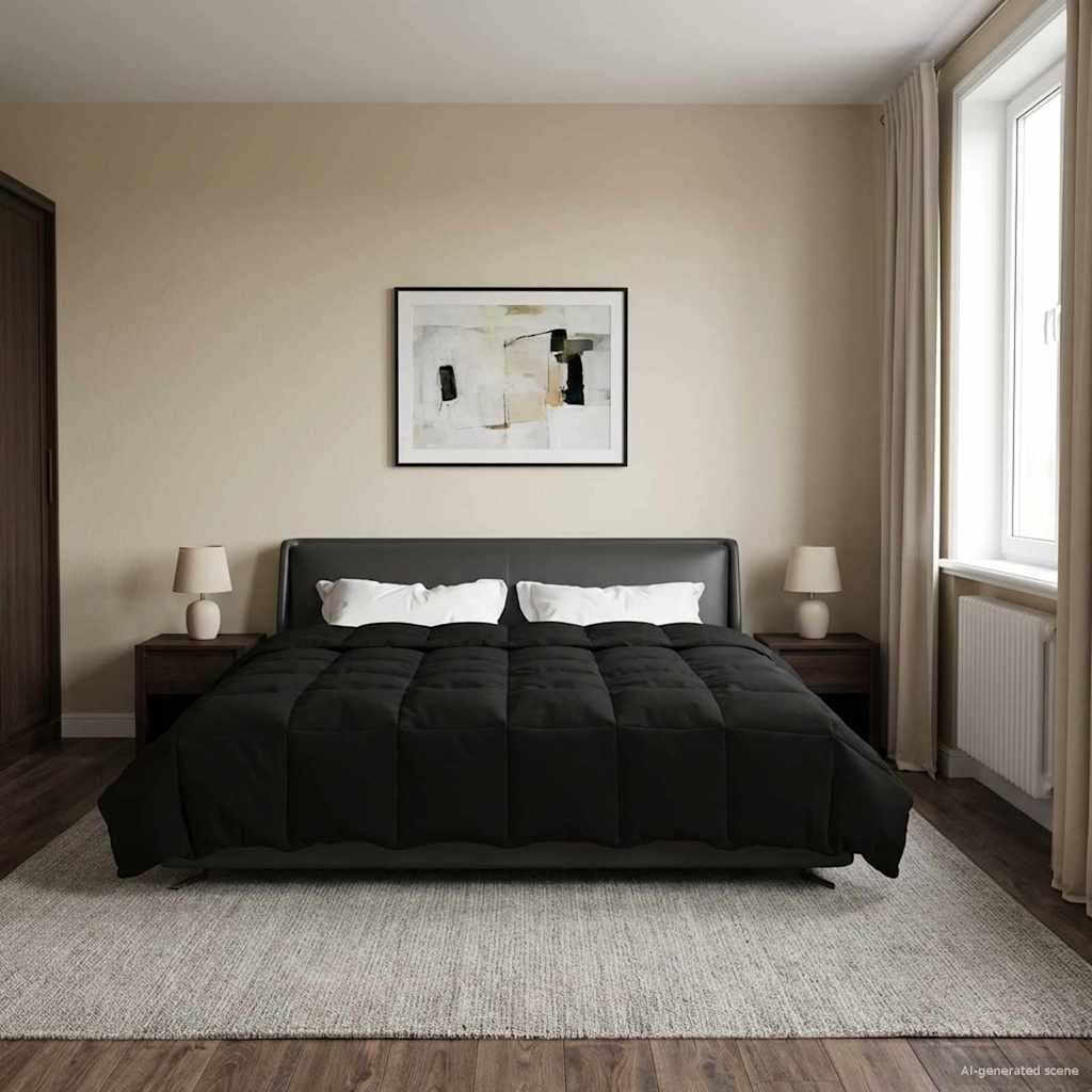 Κουβέρτα ολόκληρου του χρόνου Μαύρο 200 x 240 cm Μικροΐνες - Pakobazaar