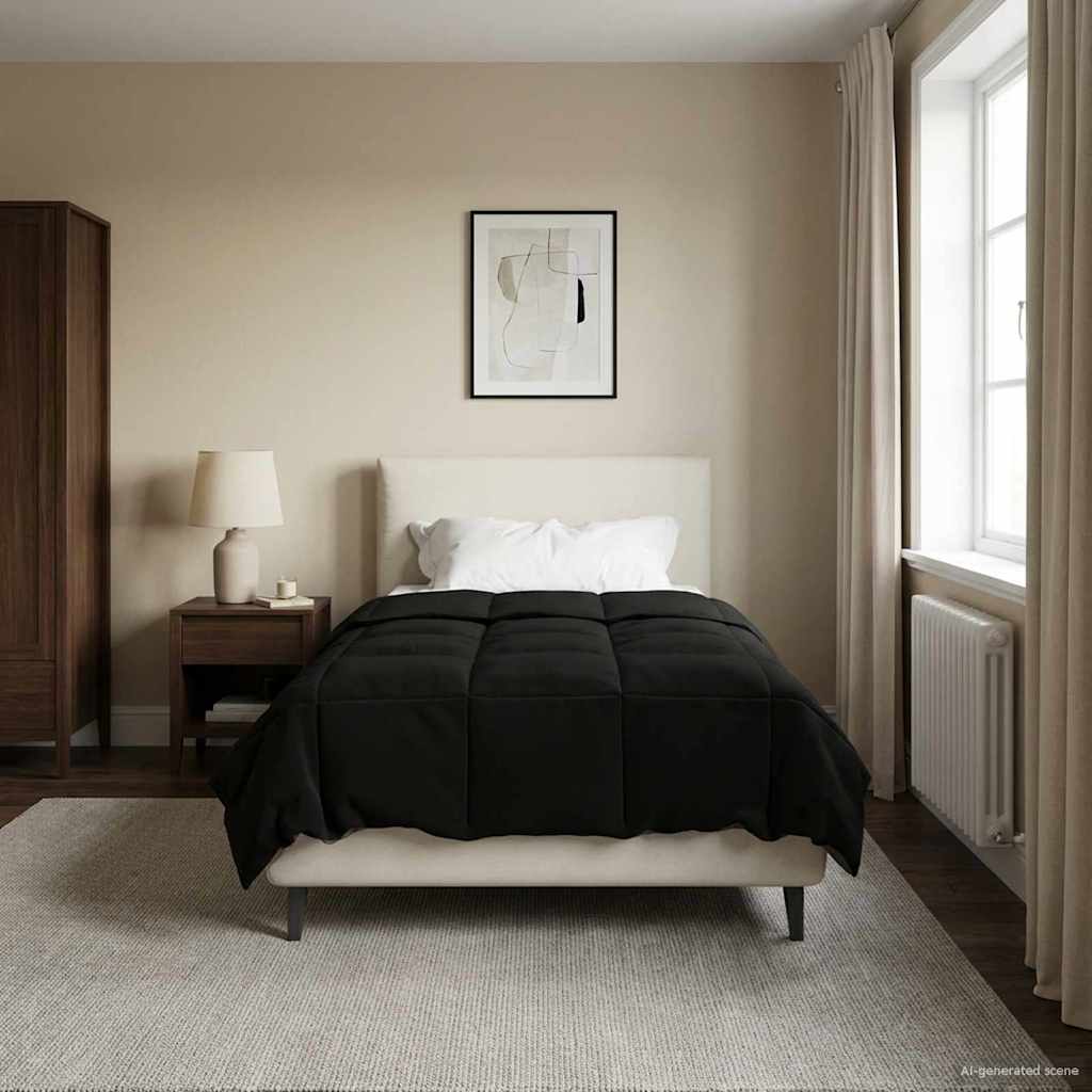 Κουβέρτα ολόκληρου του χρόνου Μαύρο 135 x 220 εκ. Μικροΐνες - Pakobazaar