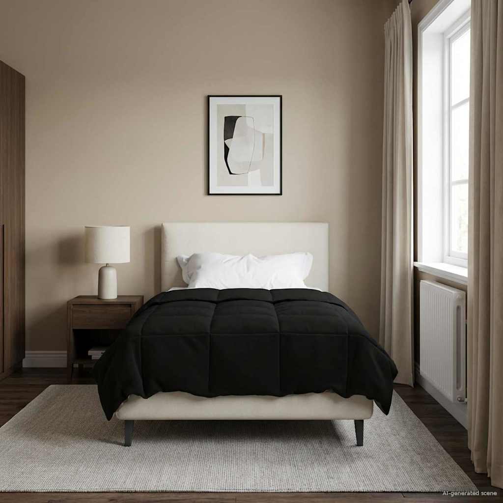 Κουβέρτα ολόκληρου του χρόνου Μαύρο 155 x 220 cm Μικροΐνες - Pakobazaar