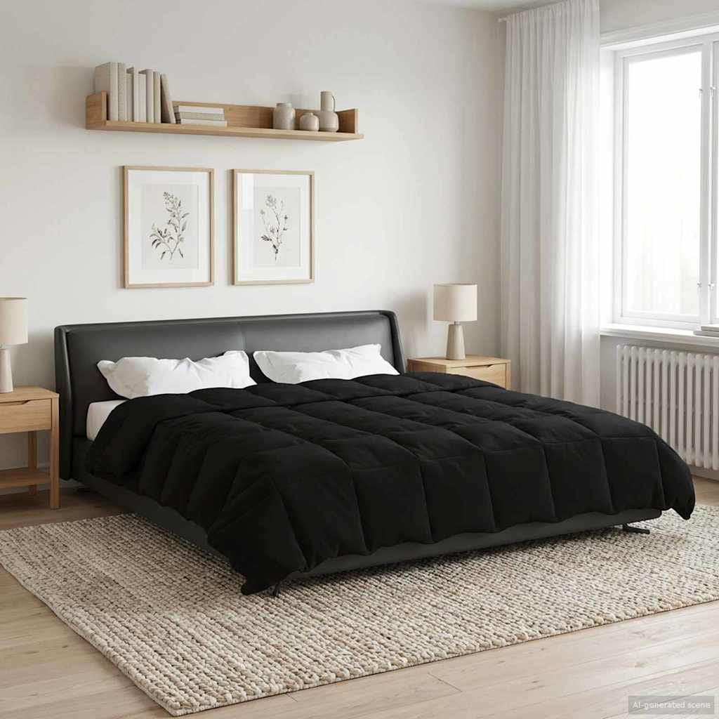 Κουβέρτα ολόκληρου του χρόνου Μαύρο 200 x 220 cm Μικροΐνες - Pakobazaar