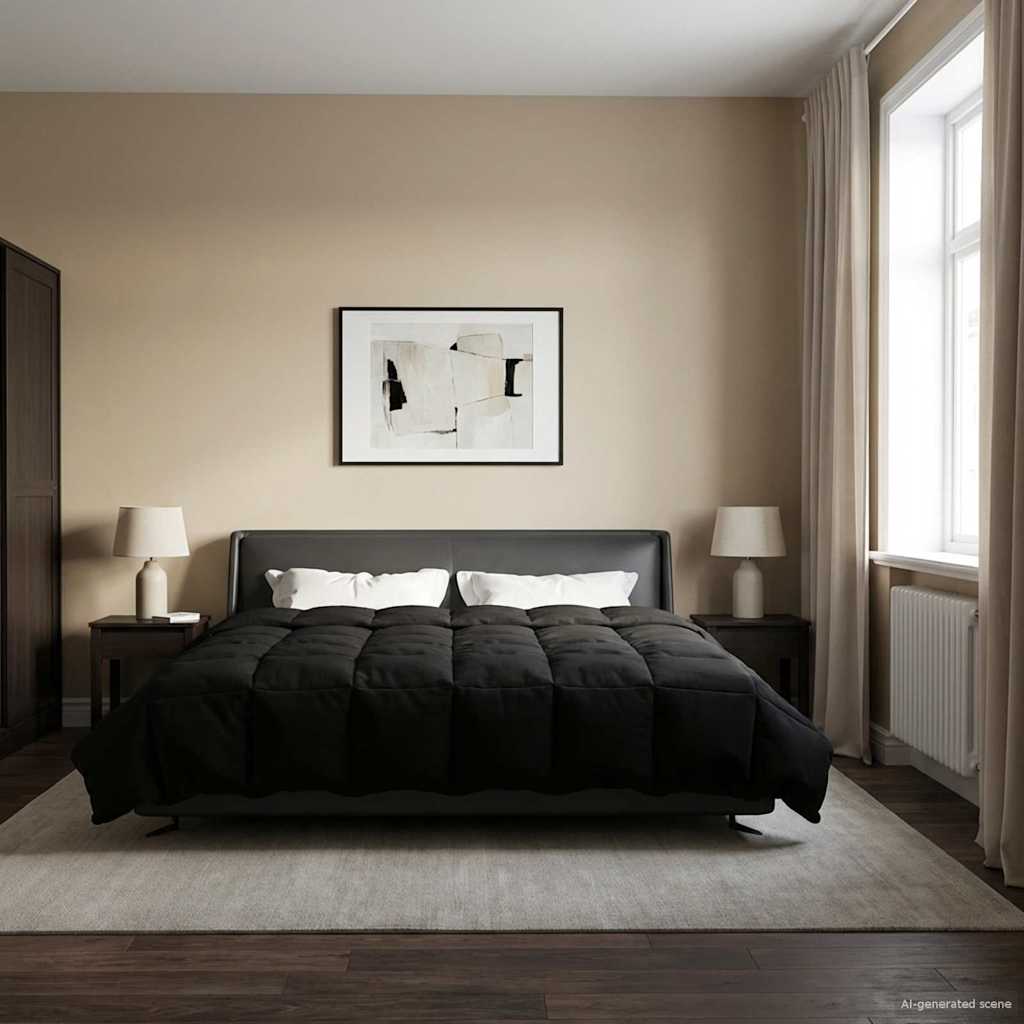 Κουβέρτα ολόκληρου του χρόνου Μαύρο 200 x 220 cm Μικροΐνες - Pakobazaar
