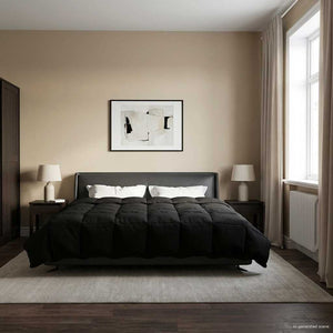 Κουβέρτα ολόκληρου του χρόνου Μαύρο 200 x 220 cm Μικροΐνες - Pakobazaar