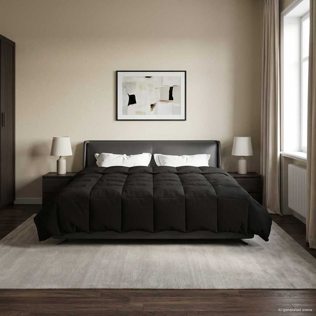 Κουβέρτα ολόκληρου του χρόνου Μαύρο 220 x 260 cm Μικροΐνες - Pakobazaar