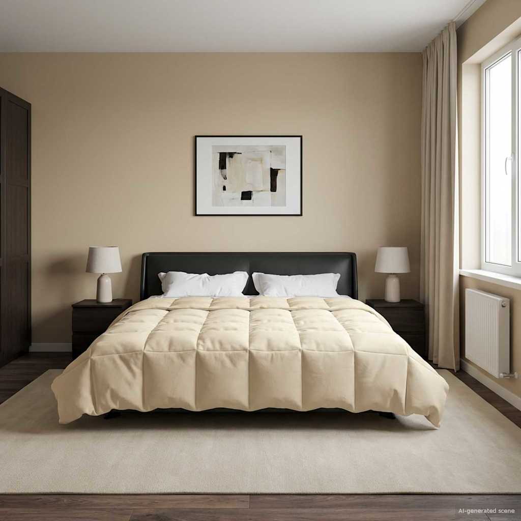 Κουβέρτα ολόκληρου του χρόνου Κρεμ 200 x 200 cm Μικροΐνες - Pakobazaar