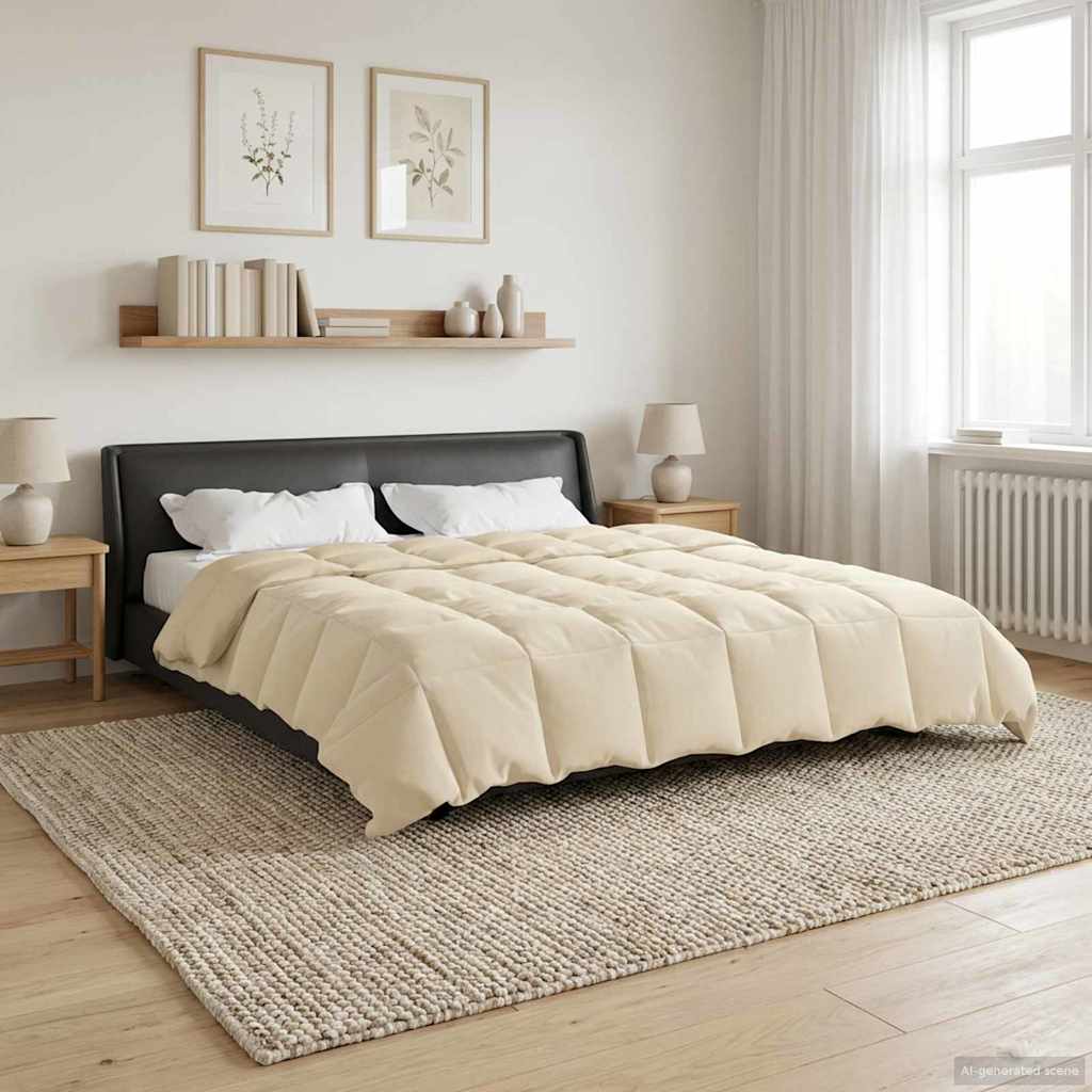 Κουβέρτα ολόκληρου του χρόνου Κρεμ 200 x 240 cm Μικροΐνες - Pakobazaar