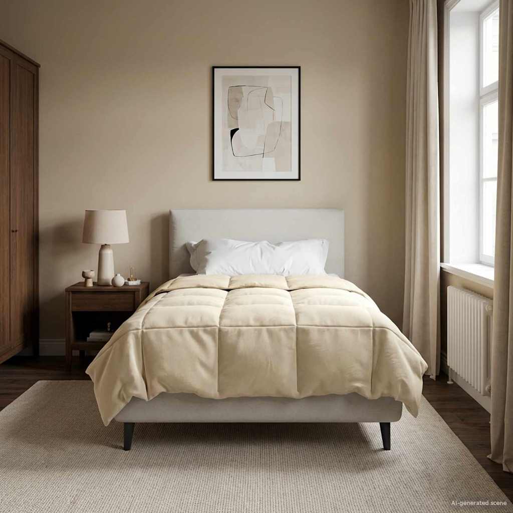 Κουβέρτα ολόκληρου του χρόνου Κρεμ 155 x 220 cm Μικροΐνες - Pakobazaar