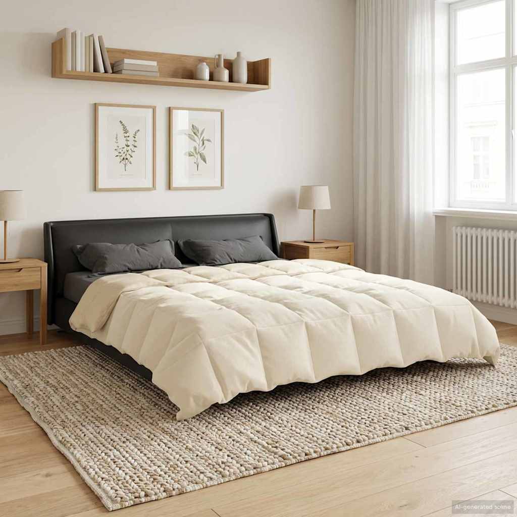 Κουβέρτα ολόκληρου του χρόνου Κρεμ 220 x 240 cm Μικροΐνες - Pakobazaar