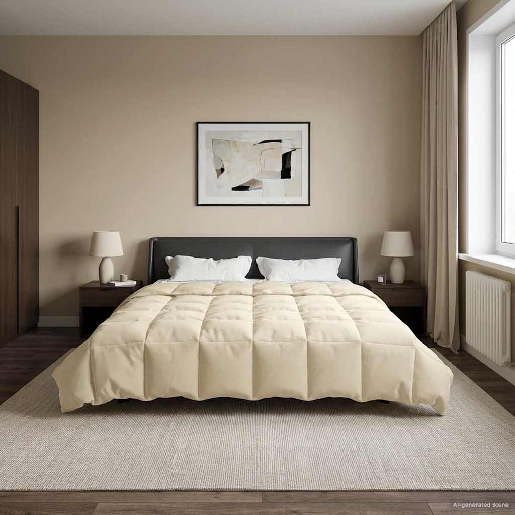 Κουβέρτα ολόκληρου του χρόνου Κρεμ 220 x 240 cm Μικροΐνες - Pakobazaar