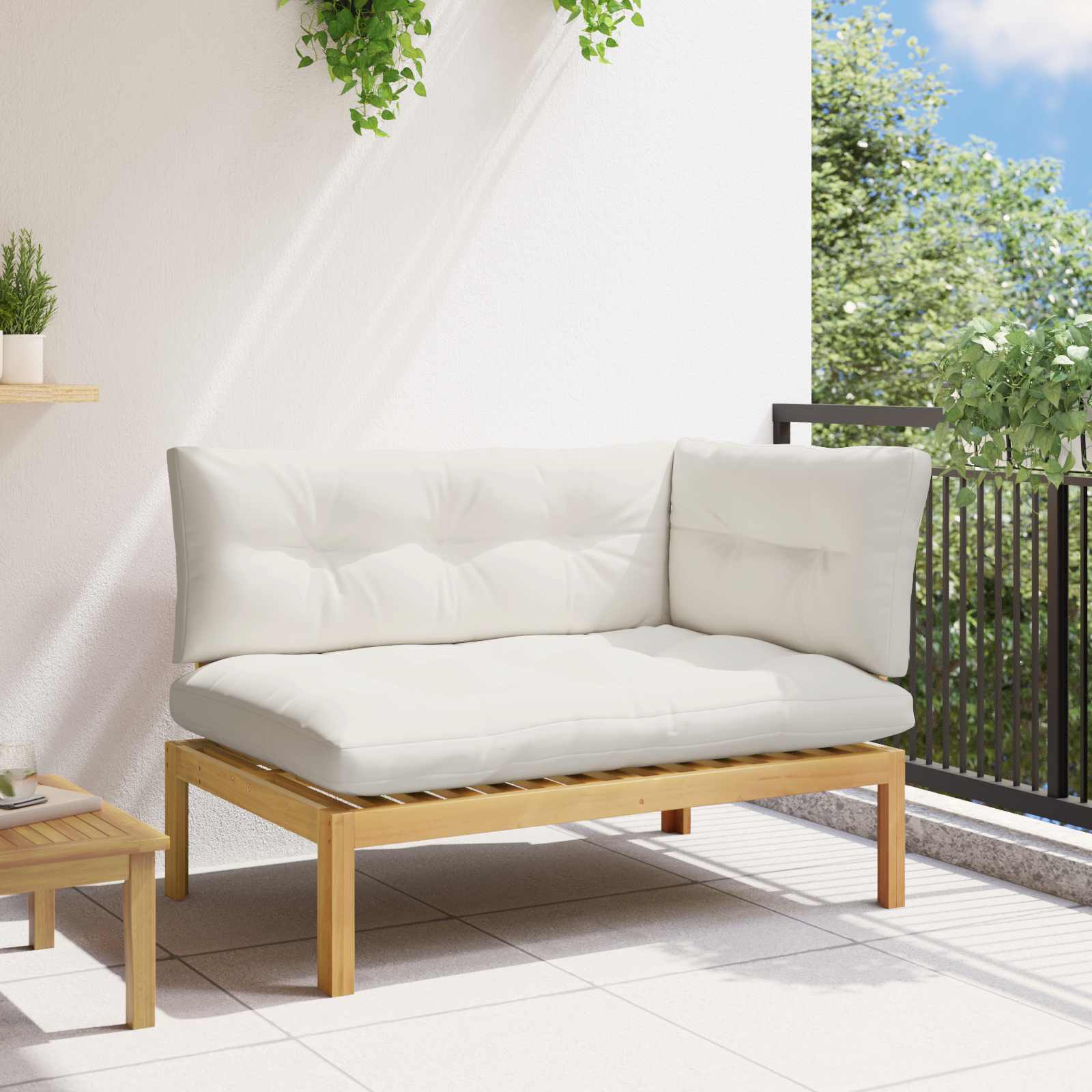 Μονάδα Γωνιακού Καναπέ Φωτεινός Οξιάς και Κρέμα Λευκό - Pakobazaar
