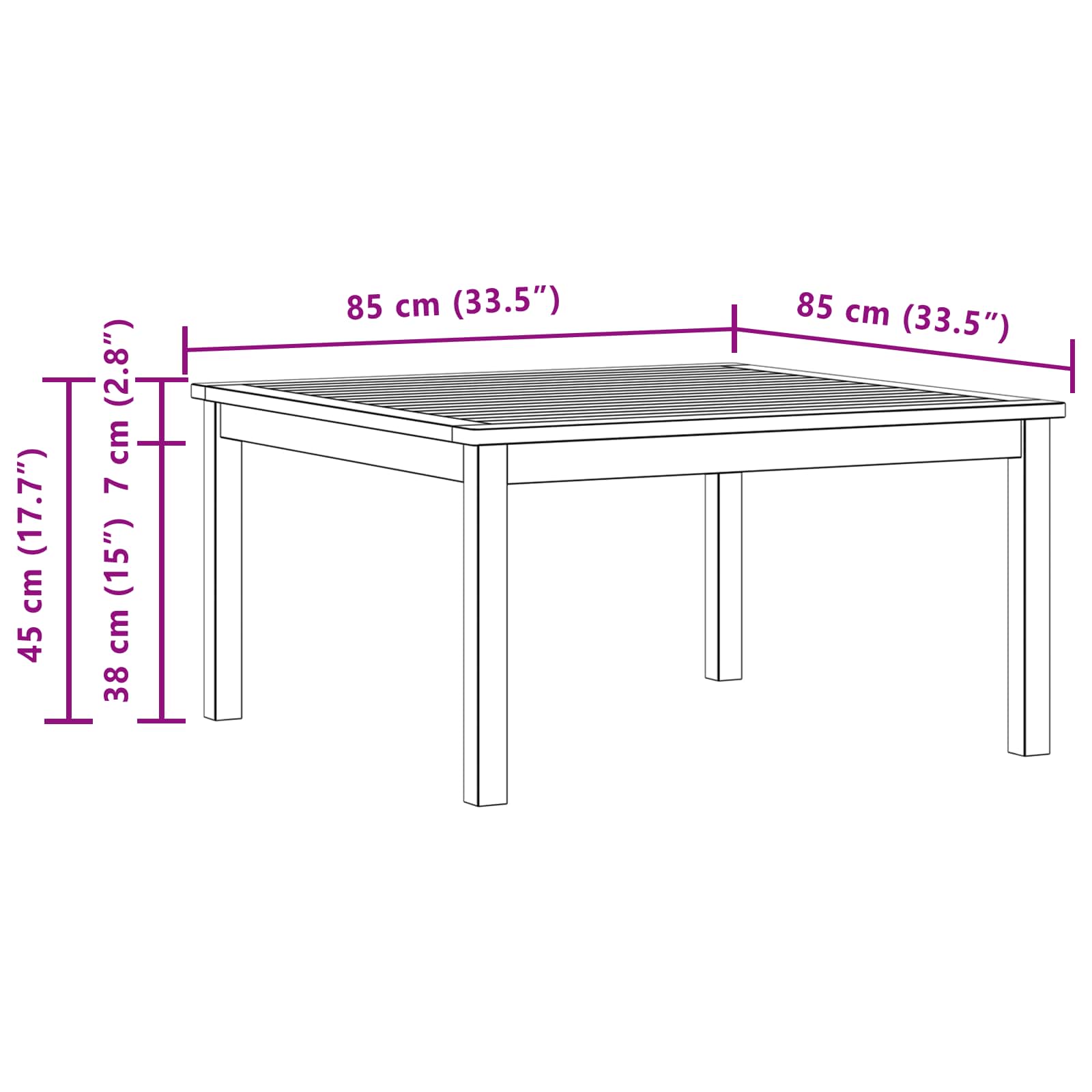 Τραπεζάκι σαλονιού Ανοιχτό ακασία 85 x 85 x 45 cm - Pakobazaar