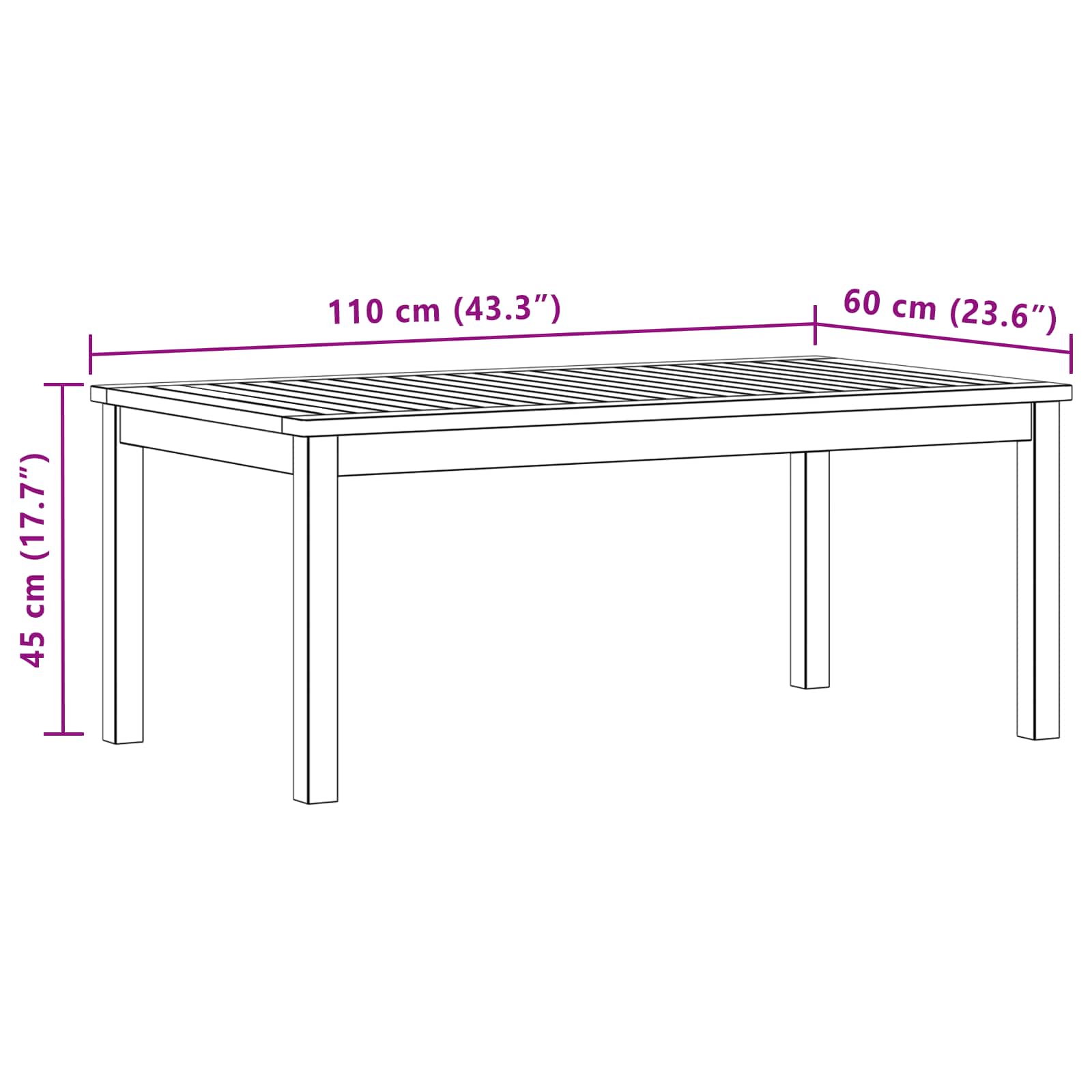 Τραπεζάκι σαλονιού Ανοιχτό ακασία 110 x 60 x 45 cm
