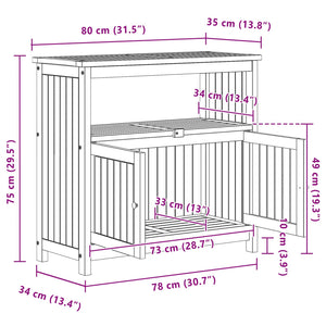 Τραπέζι κονσόλας κήπου Ανοιχτό ακασία 80 x 35 x 75 cm - Pakobazaar