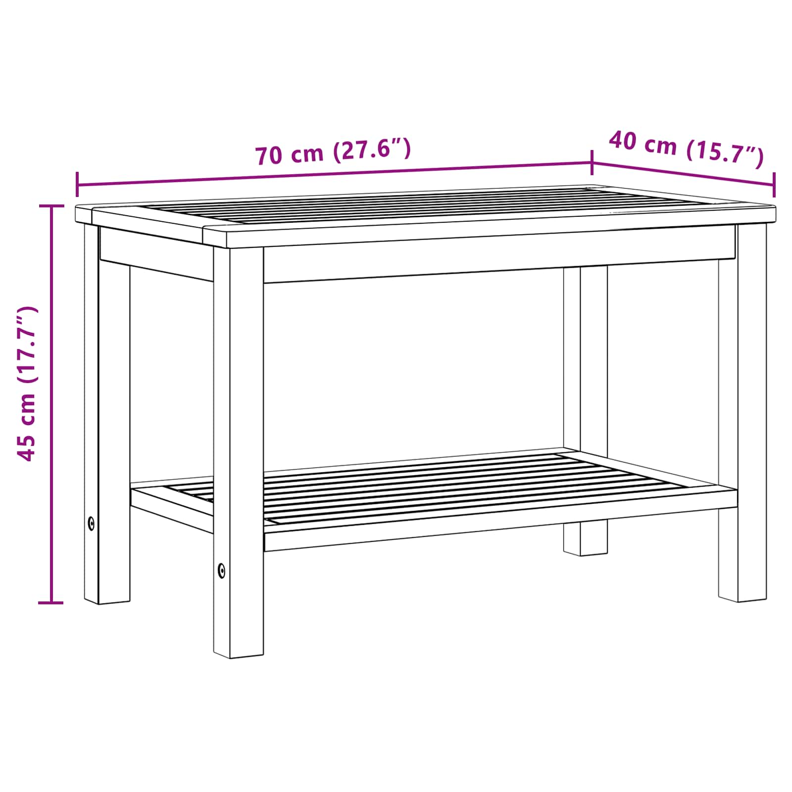 Τραπεζάκι Πλευράς Φυσικό Λάδι 70 x 40 x 45 εκ.
