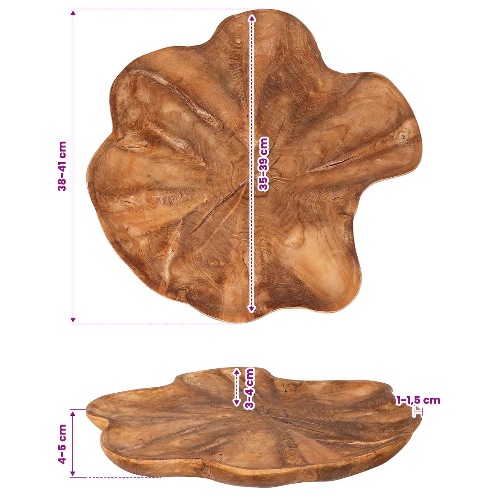 Φρουτιέρα JEPARA Καφέ Τίκ Ø 40 cm Μασίφ ξύλο τικ - Pakobazaar