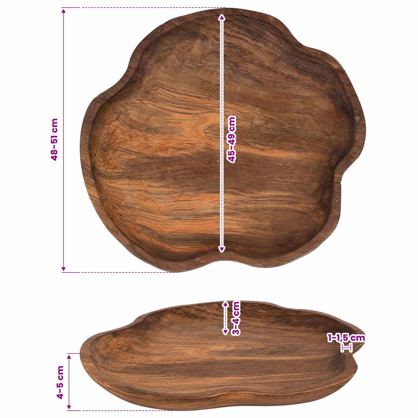 Φρουτιέρα JEPARA Καφέ Τίκ Ø 50 cm Μασίφ ξύλο τικ - Pakobazaar