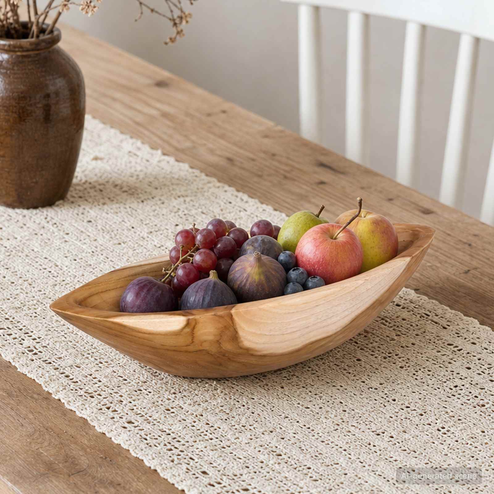 Fruit Bowl JEPARA Teak Brown 46 x 16 x 11 cm - Pakobazaar