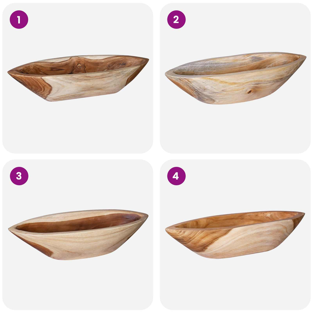 Fruit Bowl JEPARA Teak Brown 46 x 16 x 11 cm - Pakobazaar