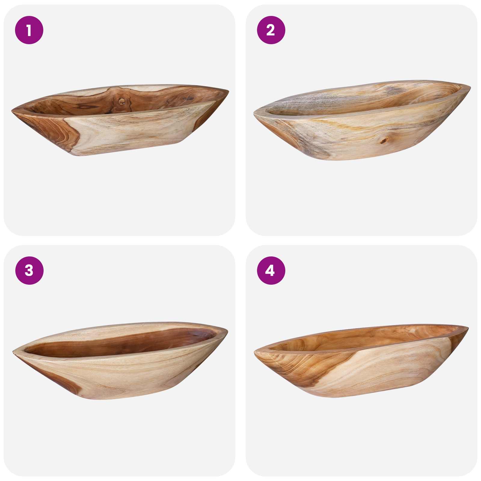 Fruit Bowl JEPARA Teak Brown 46 x 16 x 11 cm - Pakobazaar
