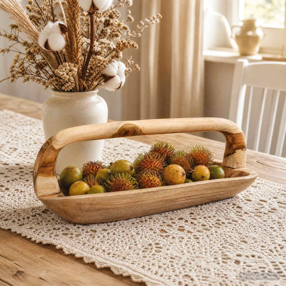 Fruit Bowl JEPARA Teak Brown 61 x 21 x 21 cm - Pakobazaar
