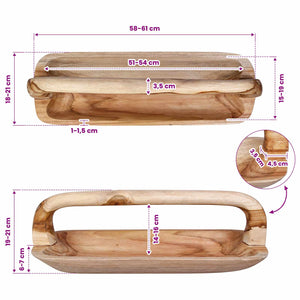 Fruit Bowl JEPARA Teak Brown 61 x 21 x 21 cm - Pakobazaar
