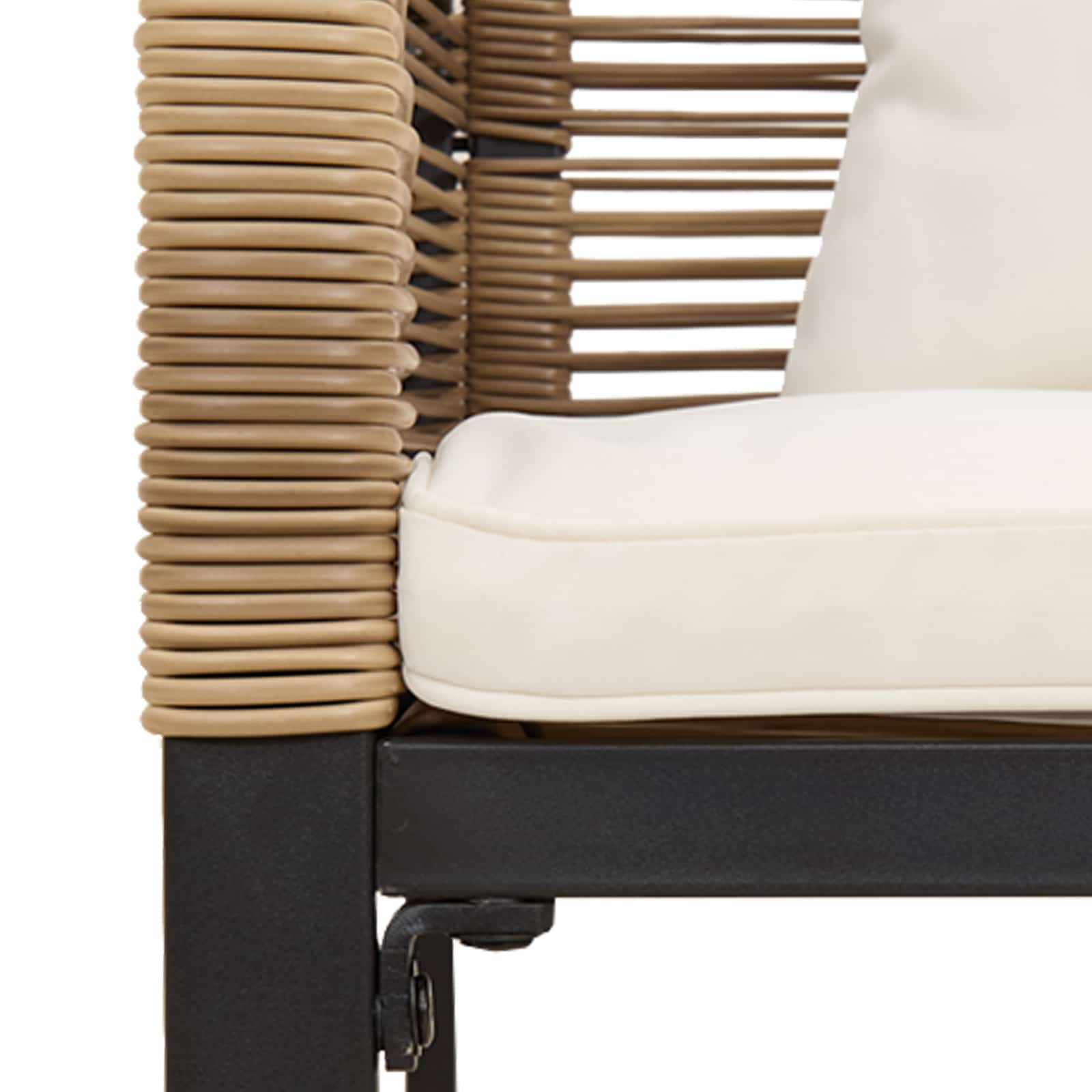 Σετ Εξωτερικών Επίπλων με μαξιλάρι 4 pcs Μπεζ και Κρέμ Ράτα PE - Pakobazaar