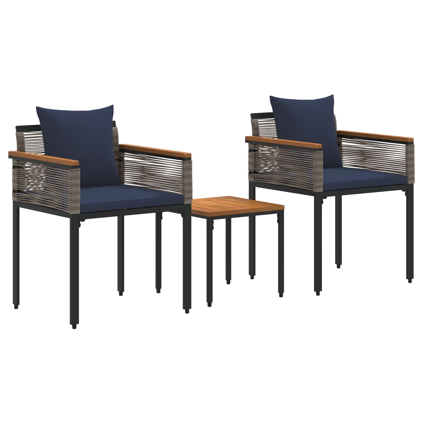 Σετ Εξωτερικών Επίπλων 3 pcs Γκρι και Navy Blue Ράτα PE - Pakobazaar