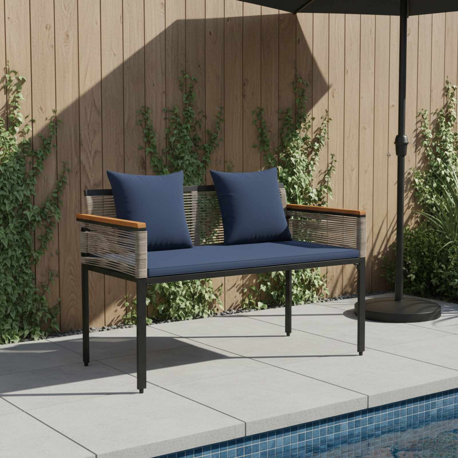 Εξωτερικός πάγκος Γκρι και Navy Blue 117 x 54 x 74.5 εκ