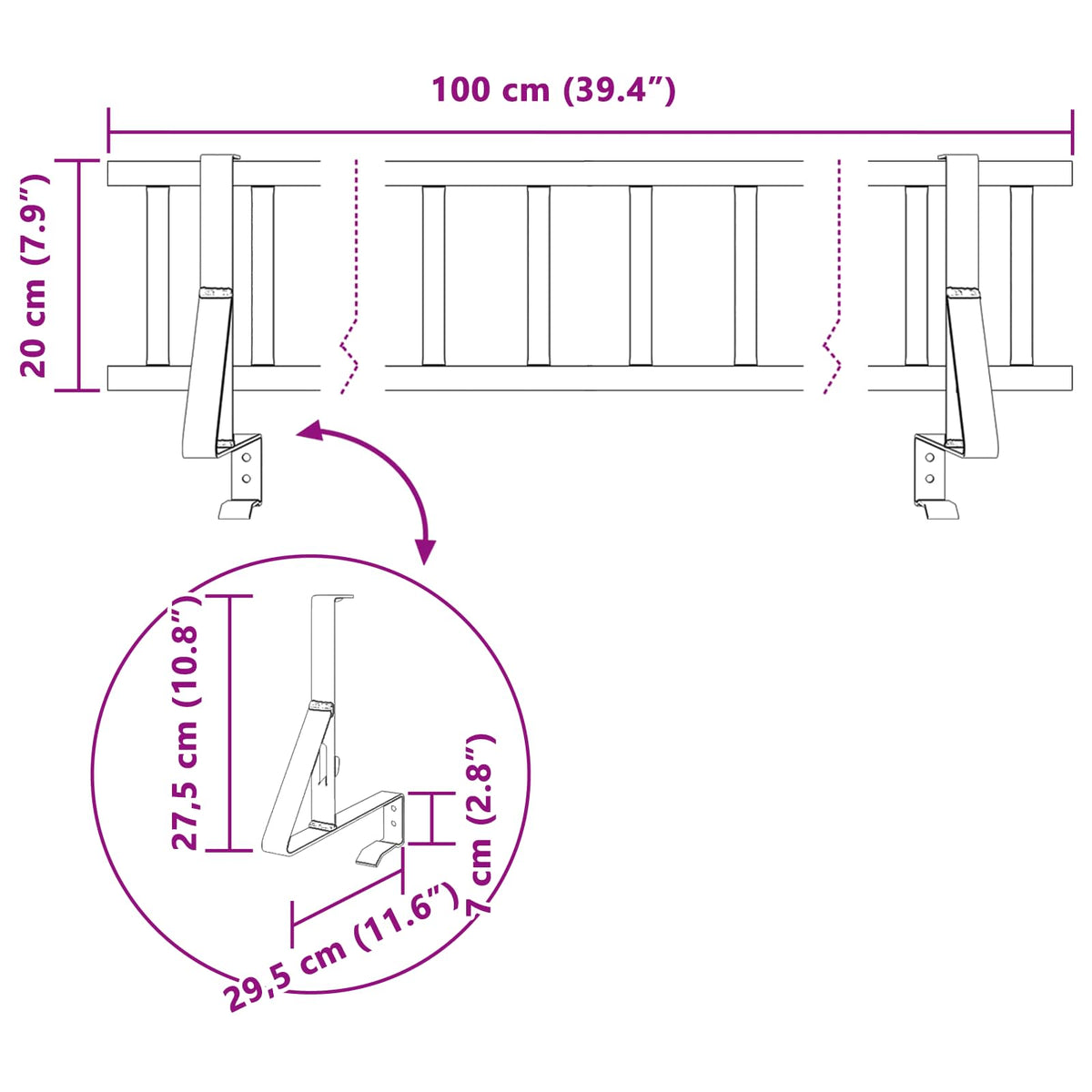 Φρουρός χιονιού οροφής Ανθρακί 100 x 29,5 x 34,5 εκ Ατσάλι - Pakobazaar