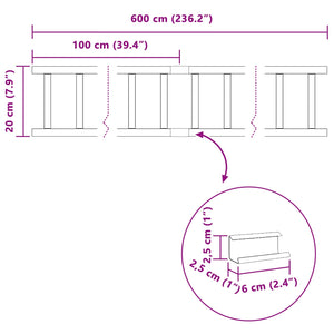 Φρουρός χιονιού οροφής Μαύρο 600 x 2,5 x 20 εκ Ατσάλι