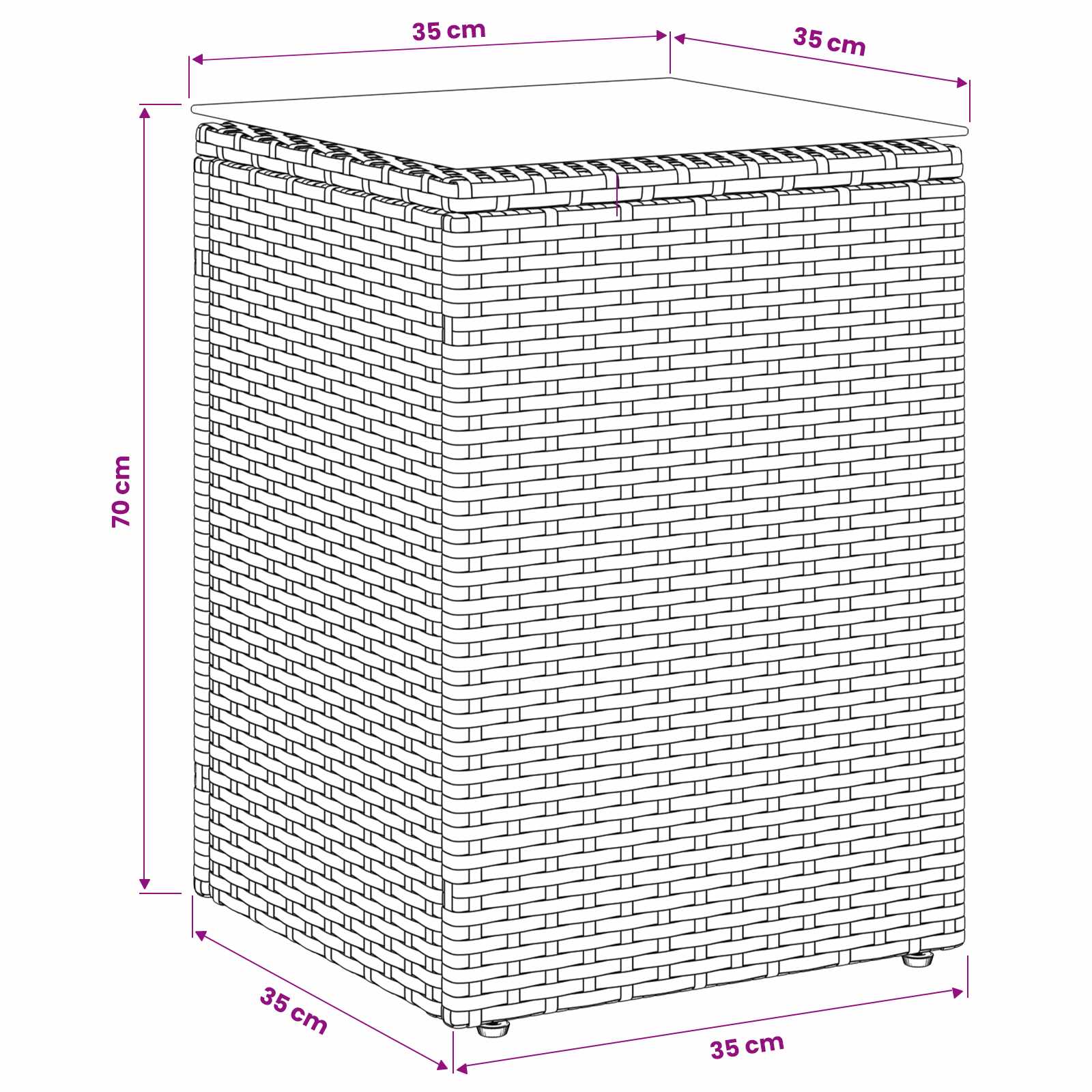 Τραπεζάκι Πλευράς Μαύρο 35 x 35 x 70 cm συνθετικό ρατάν - Pakobazaar