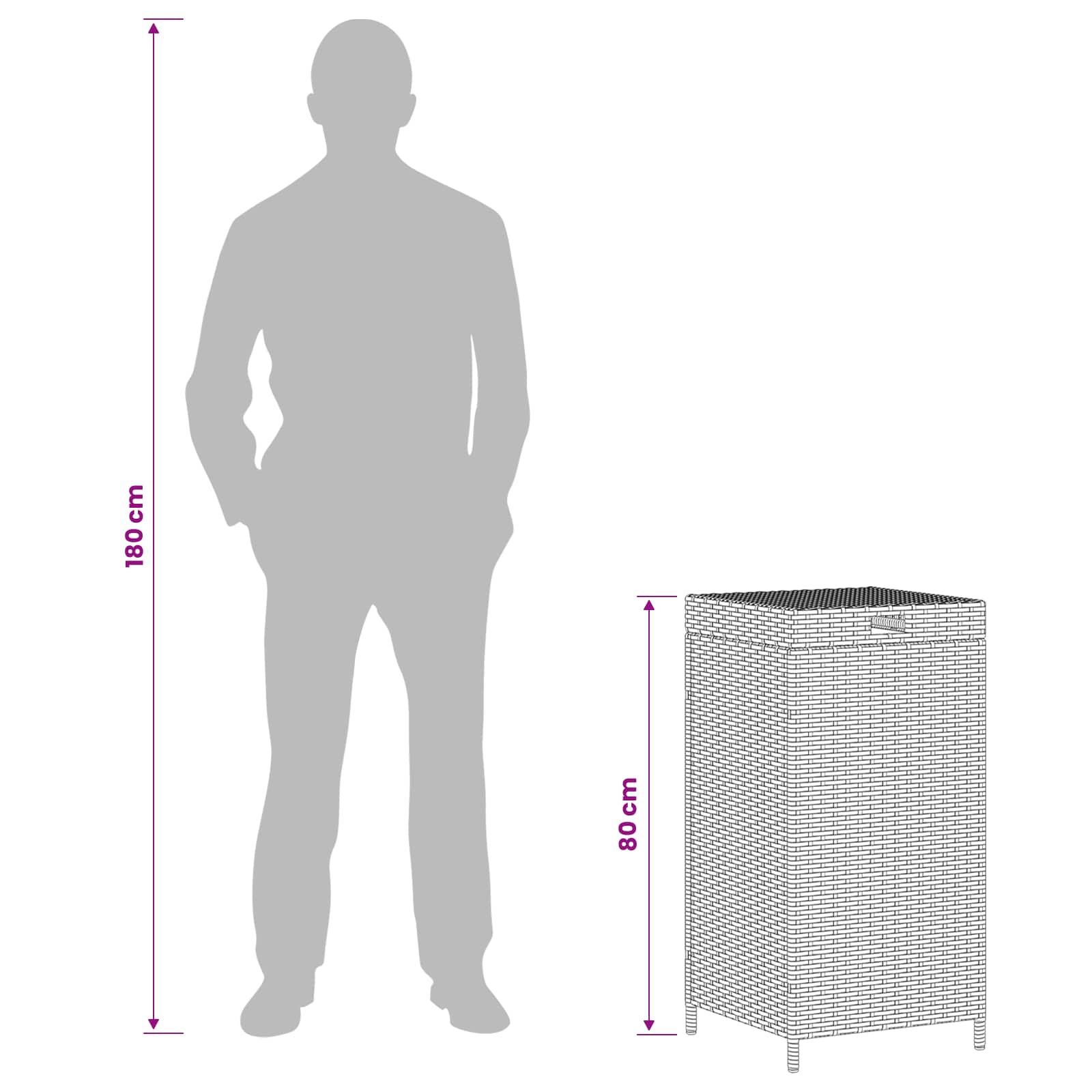 Εξωτερικός Κάδος Αχρήστων Μαύρο 40 x 40 x 80 εκ. - Pakobazaar