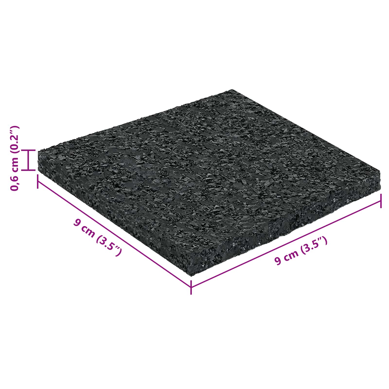 Πατάκι Αυλής από Καουτσούκ Μαύρο 9 x 9 x 0,6 εκ Λάστιχο