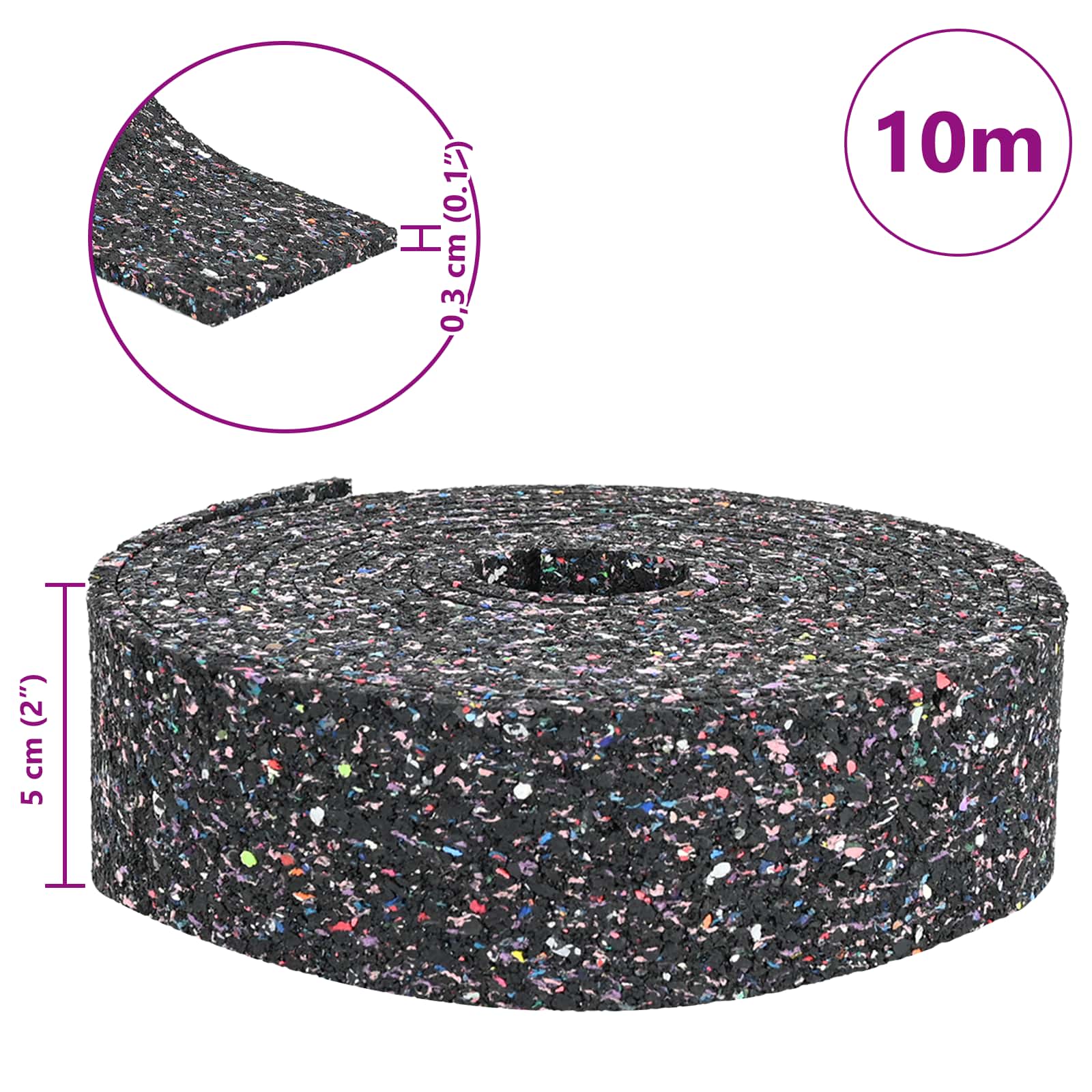 Ρόλος από καουτσούκ Μαύρο 1000 x 5 x 0,3 εκ Λάστιχο - Pakobazaar