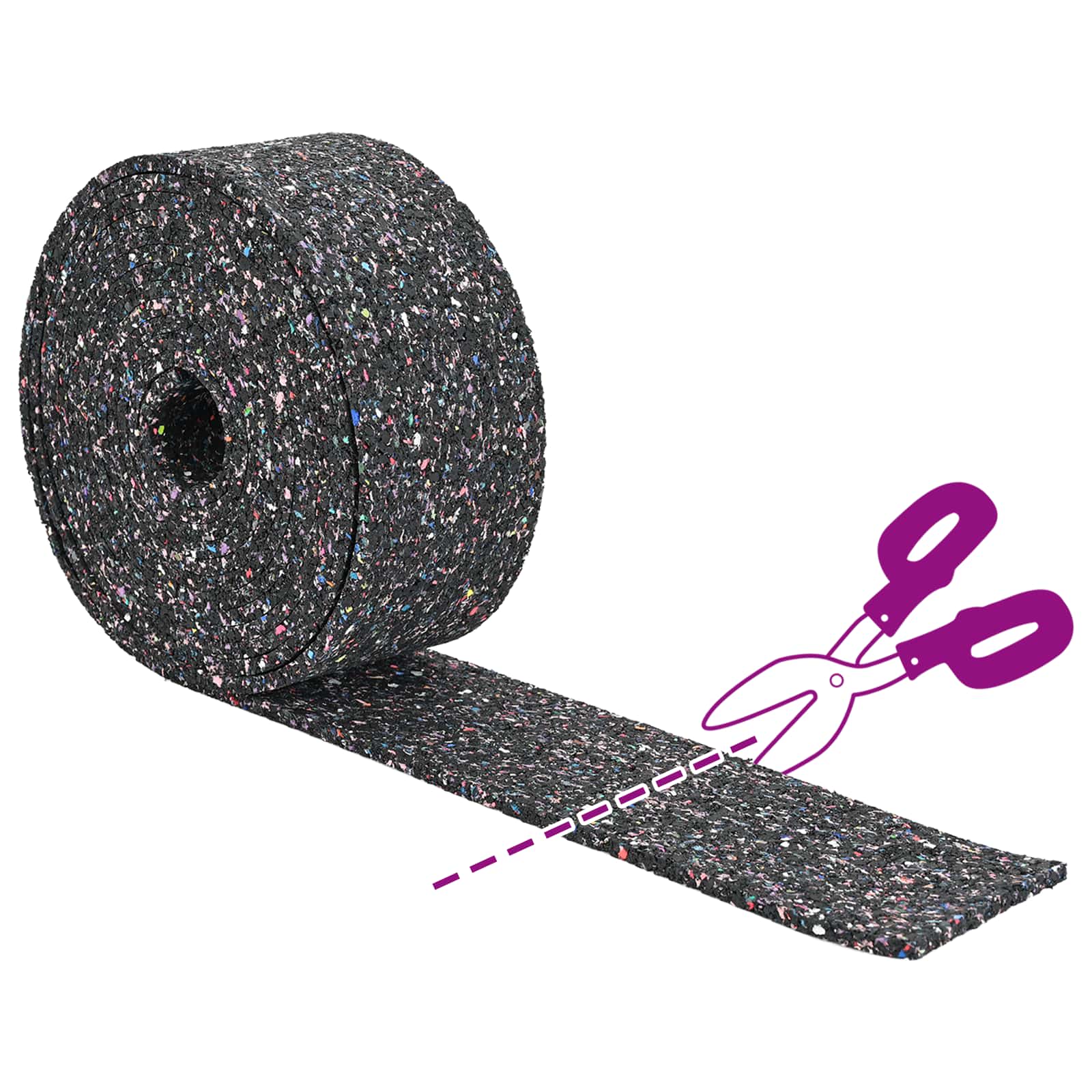 Ρολός Γρανουλάρου Καουτσούκ Μαύρο 200 x 5 x 1 εκ Λάστιχο