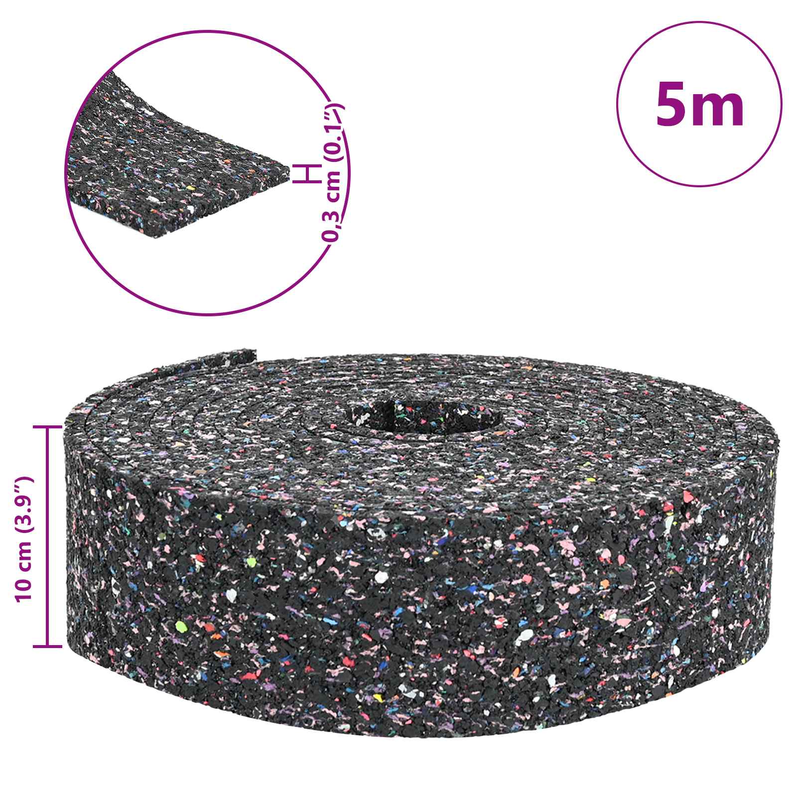 Ρόλος από καουτσούκ Μαύρο 500 x 10 x 0,3 εκ Λάστιχο - Pakobazaar