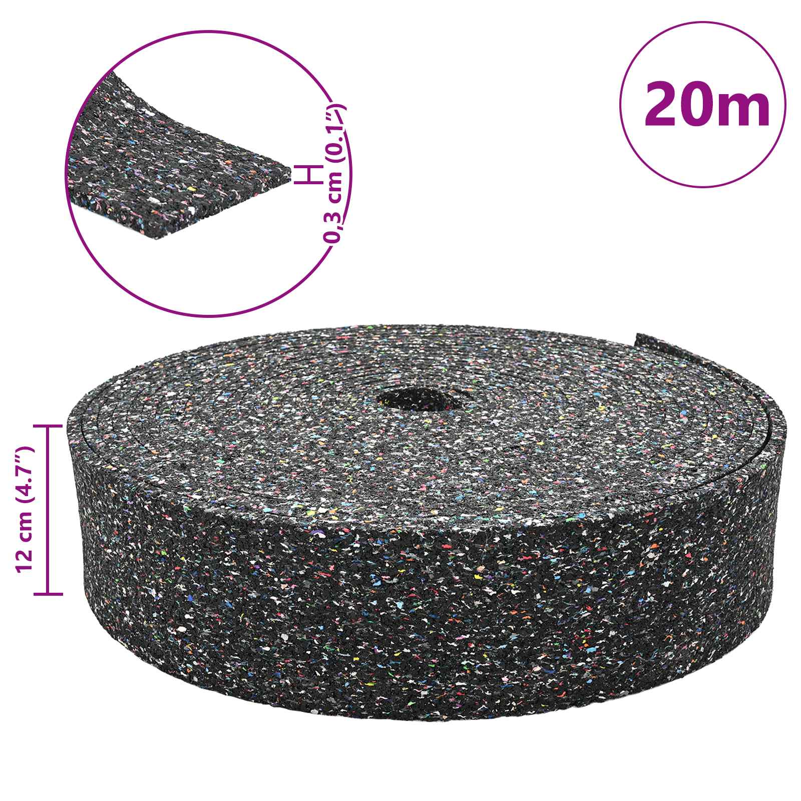 Ρόλος από καουτσούκ Μαύρο 2000 x 12 x 0,3 εκ Λάστιχο - Pakobazaar